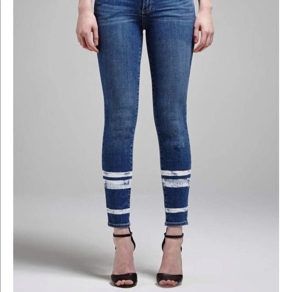 Paige Jeans Verdugo Ankle Cropped Painted Striped Skinny